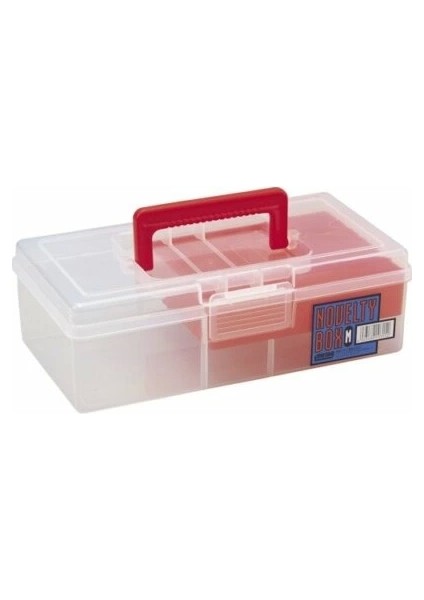 Novelty Box M Şeffaf Malzeme Kutusu (Kırmızı Detay)