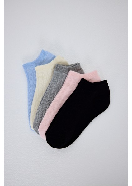 Renkli 5'li Örme Patik Çorap 1207