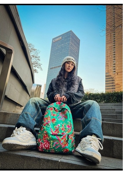 Kuzeydoğu Büyük Çiçek Kumaş Sırt Çantası Kadın Öğrenci Okul Çantası (Yurt Dışından) fiyatları