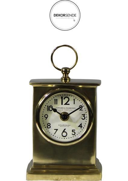Dikdörtgen Vintage Klasik Masa Saati 16 cm Altın