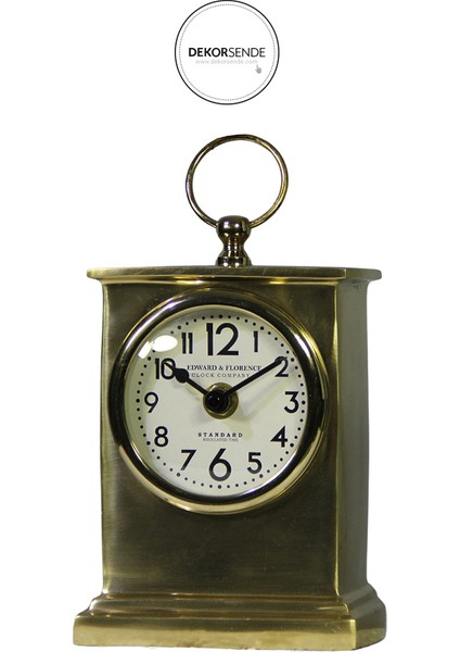 Dikdörtgen Vintage Klasik Masa Saati 16 cm Altın