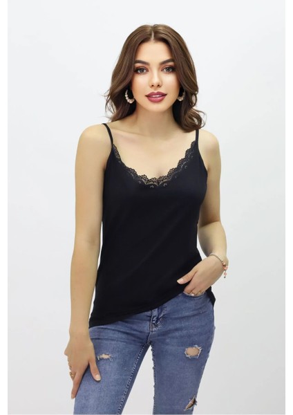 Lüx Kalite Pamuklu Ip Askılı Dantelli V Yaka 2'li Paket Atlet modelleri