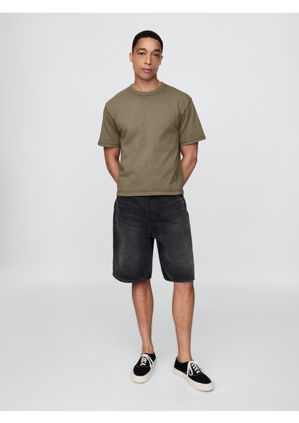 Erkek Haki Heavyweight Crop T-Shirt indirimleri