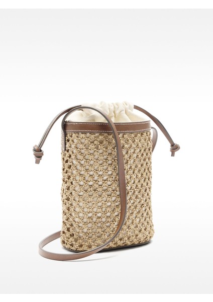 Hasır Efektli Bucket Çanta fırsatları