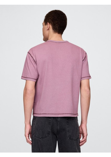 Erkek Koyu Lila Heavyweight Crop T-Shirt fırsatları