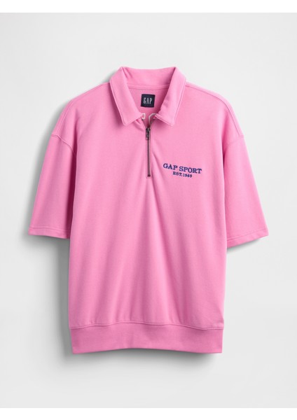 Erkek Pembe Vintagesoft Spor Çeyrek Fermuarlı Pullover Sweatshirt