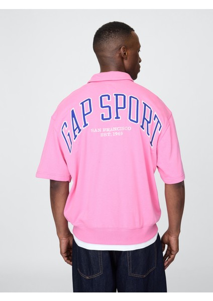 Erkek Pembe Vintagesoft Spor Çeyrek Fermuarlı Pullover Sweatshirt