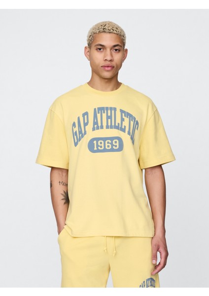 Erkek Sarı Vintagesoft Athletic Gap Logo Sweatshirt