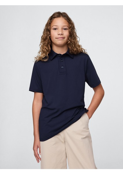 Erkek Çocuk Siyah Gapfit Tech Performans Polo T-Shirt