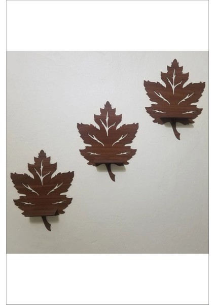 Kuk Desing 3’lü Ahşap Duvar Süsü Rafı - Yaprak Mumluk ve Dekoratif Aplik Seti modelleri