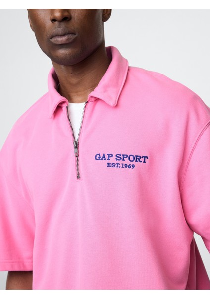 Erkek Pembe Vintagesoft Spor Çeyrek Fermuarlı Pullover Sweatshirt modelleri