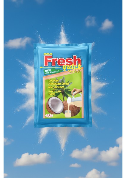 Fresh Quick C Vitaminli Doğal Hindistan Cevizi Aromalı Hazır Soğuk Toz Içecek (24 Adet x 9 Gr)1.5 Lt