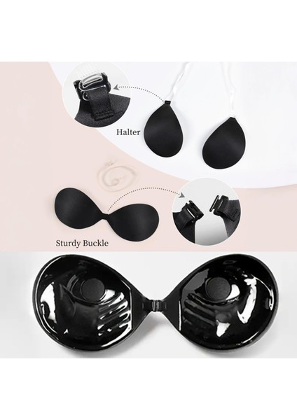 Silikon Yapışkanlı Dikleştirici Göğüs Pedi Sütyen Mayo Abiye Gelinlik Elbise Sütyeni Push Up Siyah modelleri