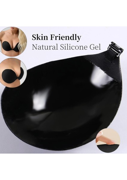 Silikon Yapışkanlı Dikleştirici Göğüs Pedi Sütyen Mayo Abiye Gelinlik Elbise Sütyeni Push Up Siyah indirimleri