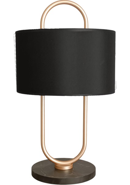 Glora Mermer Desenli Rose Gold Abajur