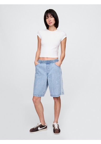 Kadın Denim Mavi 11" Mid Rise Ultrasoft Easy Denim Şort