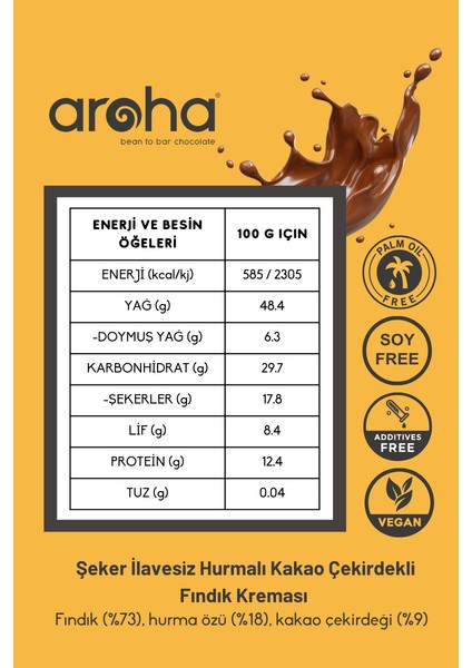 Hurmalı Kakao Çekirdekli Fındık Kreması %73 Fındık - Şeker İlavesiz - 320 gr indirimleri