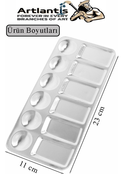 Dikdörtgen Metal Palet 1 Adet Metal Boya Paleti 12 Hazneli 11X23 cm Paslanmaz Resim Boyama Paleti Fırça Hediyeli fiyatları