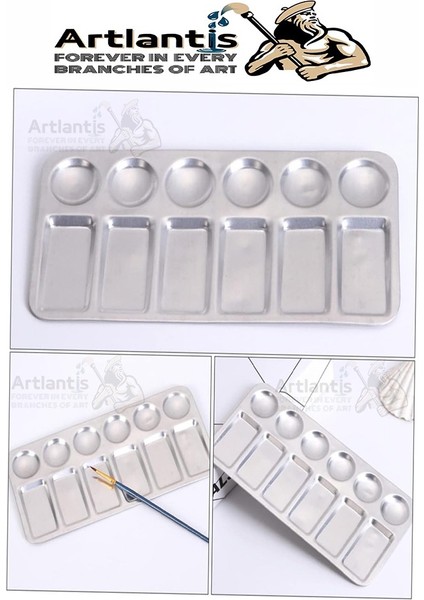 Dikdörtgen Metal Palet 1 Adet Metal Boya Paleti 12 Hazneli 11X23 cm Paslanmaz Resim Boyama Paleti Fırça Hediyeli fırsatları