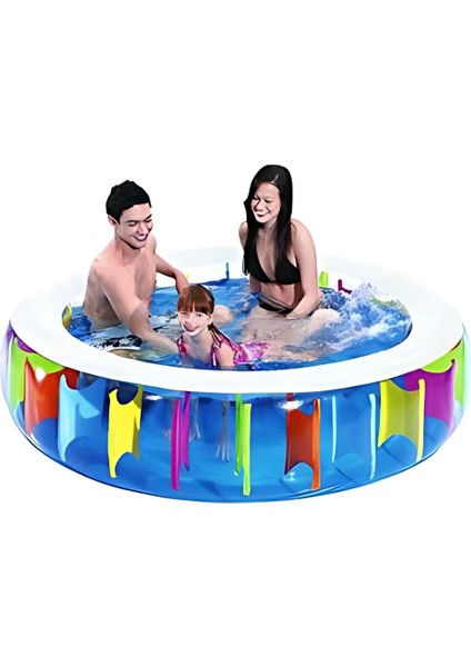 A-060 Pencereli Renkli Kristal Şişme Havuz 190X50 Gökkuşağı Desen fırsatları