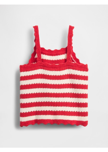 Kız Bebek Kırmızı Dantel Kenarlı Kroşe Atlet modelleri