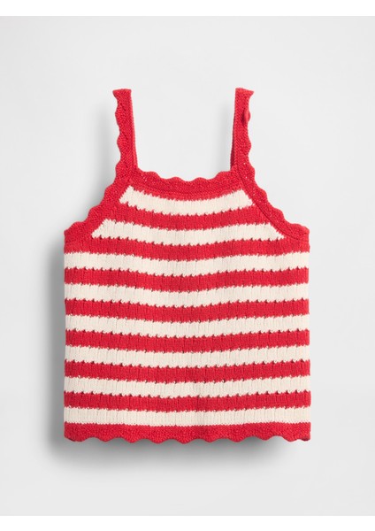 Kız Bebek Kırmızı Dantel Kenarlı Kroşe Atlet fırsatları