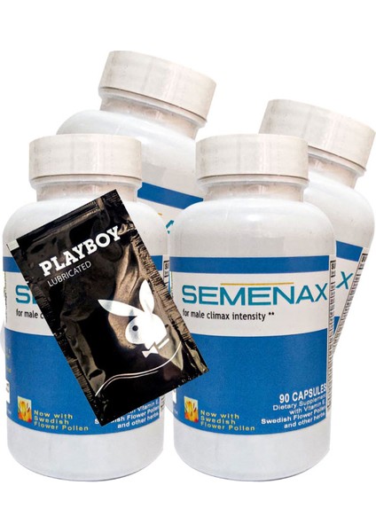 Semenax 4 Tane x 90 Lı Erkeklere Özel Perfor.mans Destekleyıcı Takvıye BRK:028 + He.diye Playboy Kaydıran Jel