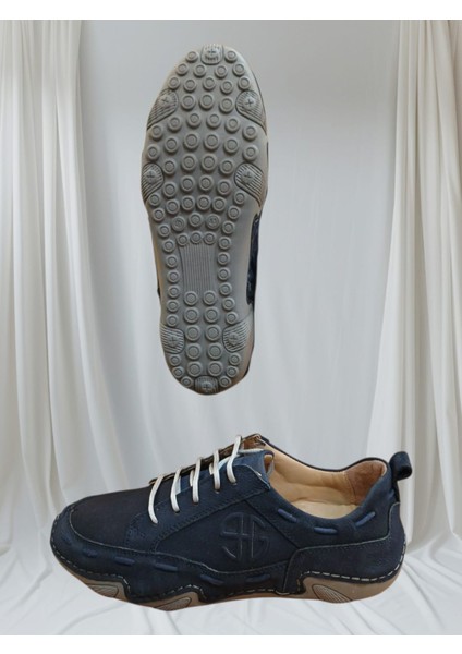 lacivert Hakiki Deri Casual Sneaker Ortopedik Spor Ayakkabı Günlük Yumuşuk Taban Ahtapot Model modelleri