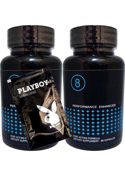 8performance Enhancer Erkeklere 2ADET 60 Lı Özel Perfor.mans Destekleme BRK:011 + Hediy.e Playboy Kayan Jel