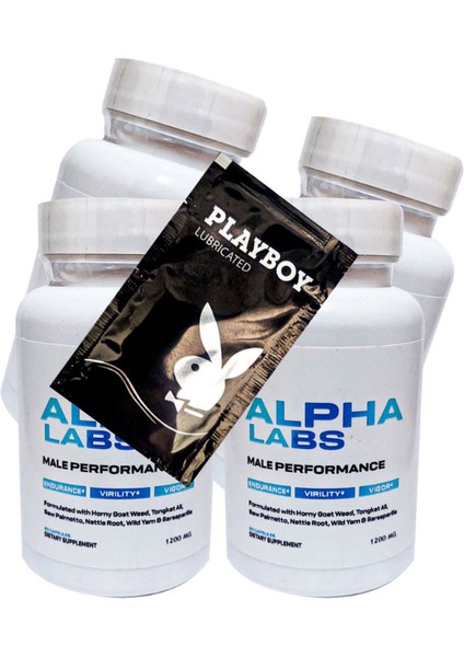 Alpha Labs Erkeklere Özel 4X60 Lı Perfor.mans Destekleme Destekleyıcı Takvıye BRK:031 + He.diye Playboy Kaydıran Jel