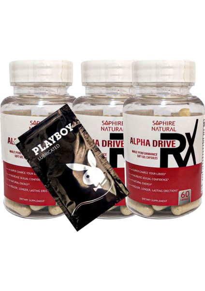 Alpha Drive Soft Jel Formunda Erkeklere Özel Perfor.mans Destekleme 3 Tane 60 Lı BRK:023 + Hed.iye Playboy Kaydırmaca Jeli