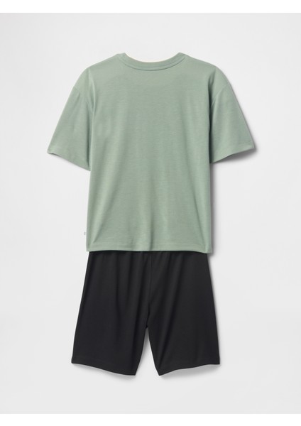 Erkek Çocuk Yeşil Şort Pijama Takımı