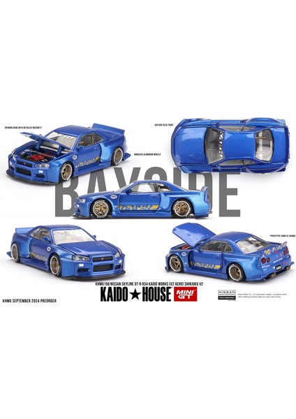 Mini Gt 1/64 Kaidohouse x Minigt Nissan Skyline Gt-R (R34) Kaido Works V2 Aero Shınjuku V2