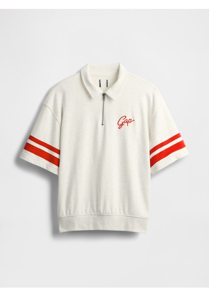 Erkek Kırık Beyaz Vintagesoft Çeyrek Fermuarlı Gap Logo T-Shirt fiyatları