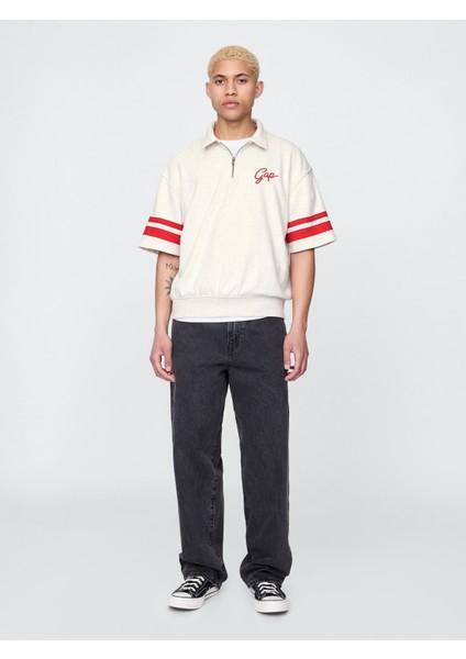 Erkek Kırık Beyaz Vintagesoft Çeyrek Fermuarlı Gap Logo T-Shirt indirimleri