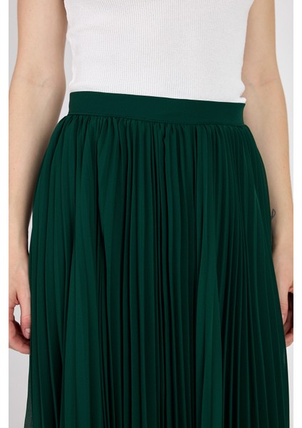 Yeşil Şifon Piliseli Yüksek Bel Maxi Etek 1003 fırsatları
