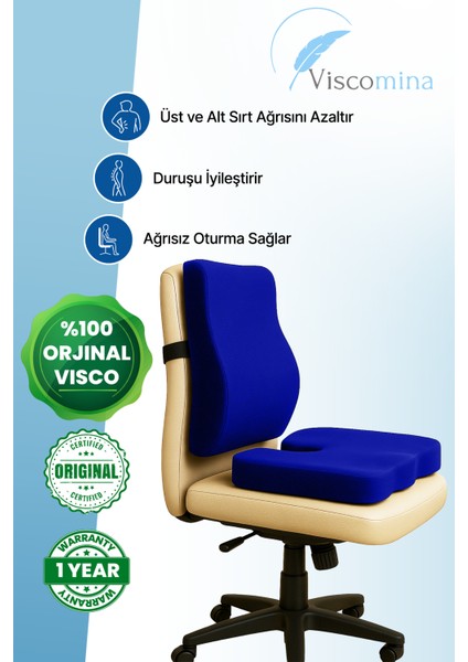Ortopedik Bel ve Oturma Minderi 2'li Takım