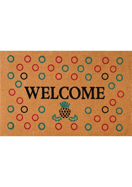 Welcome, Renkli Halkalar, Daireler, Renkli Dış Kapı Önü Paspası, Uzun Ömürlü Dayanıklı Paspası, Çeyiz Eşyası Ev Eşyası fırsatları