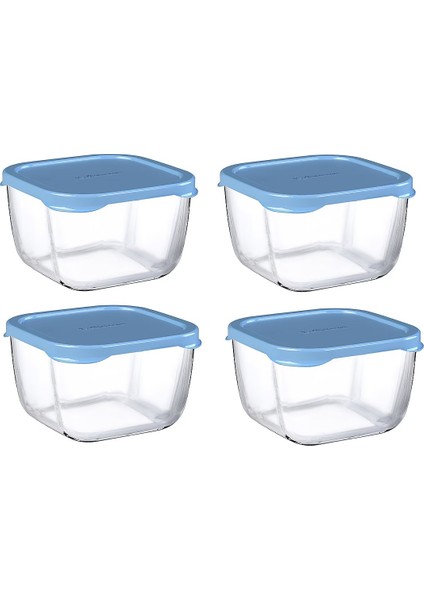 53223 Snowbox 4 Lü Cam Saklama Kabı 275CC Mavi