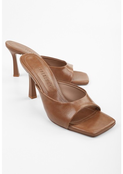 Kadın Noir Karamel Cilt Topuklu Terlik modelleri