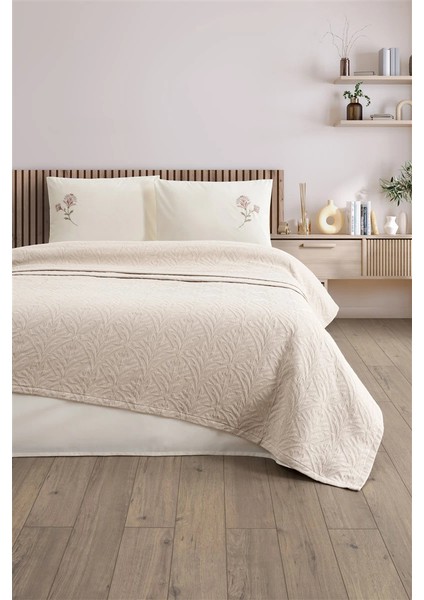 Tivoli Çift Kişilik Jakarlı Pike Takımı-4 Parça Yatak ÖRTÜSÜ-220X240 Cm-Kayısı