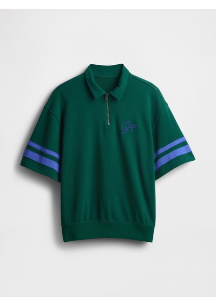 Erkek Koyu Yeşil Vintagesoft Çeyrek Fermuarlı Gap Logo T-Shirt modelleri