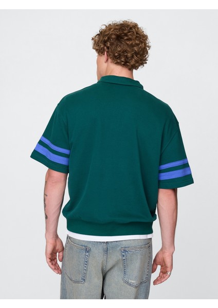 Erkek Koyu Yeşil Vintagesoft Çeyrek Fermuarlı Gap Logo T-Shirt indirimleri