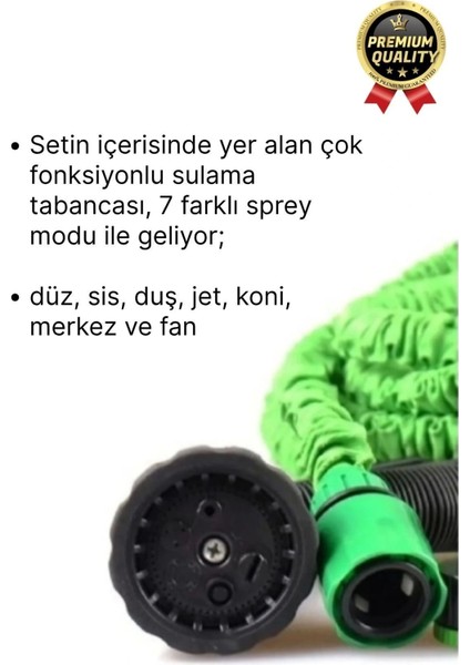Çok Amaçlı Kırılmaz Dolaşmaz 7 Fonksiyonlu Bahçe Sulama Araç Yıkama Tabancalı Uzayan Hortum 30 mt modelleri