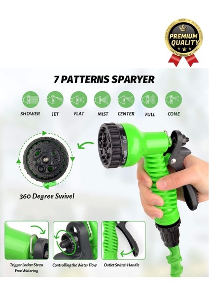 Çok Amaçlı Kırılmaz Dolaşmaz 7 Fonksiyonlu Bahçe Sulama Araç Yıkama Tabancalı Uzayan Hortum 30 mt fırsatları