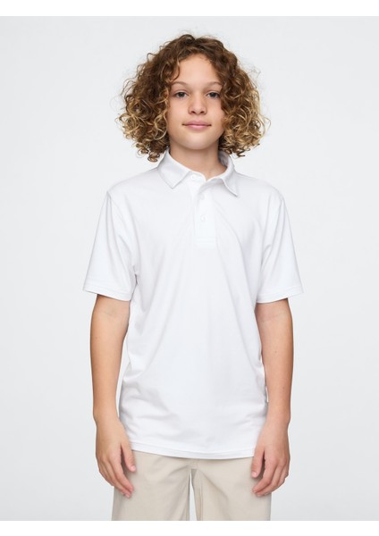 Erkek Çocuk Beyaz Gapfit Tech Performans Polo T-Shirt