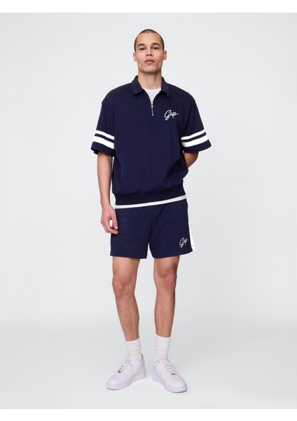Erkek Lacivert Vintage Soft Sweat Şort