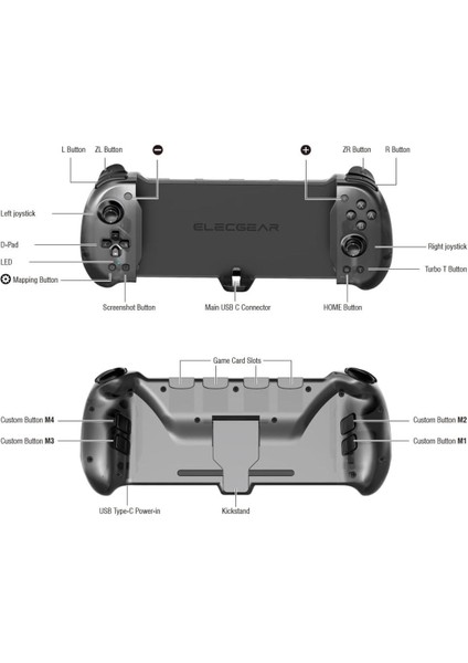 Nintendo Switch Controller, Switch Sol ve Sağ Joystick'li Genişletilmiş Kavrama Kontrol Cihazı, Extended Grip, Controller