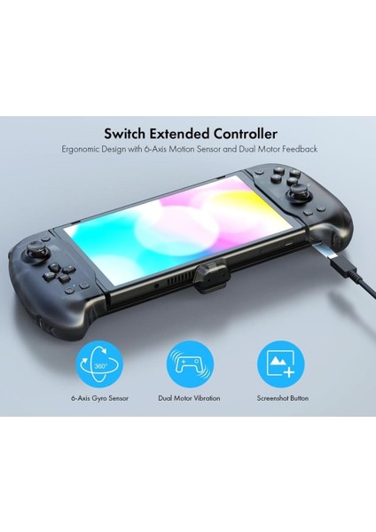 Nintendo Switch Controller, Switch Sol ve Sağ Joystick'li Genişletilmiş Kavrama Kontrol Cihazı, Extended Grip, Controller