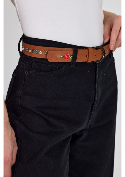 Taba Zımba ve Gül Nakışlı Kadın Kemer 420 fiyatları